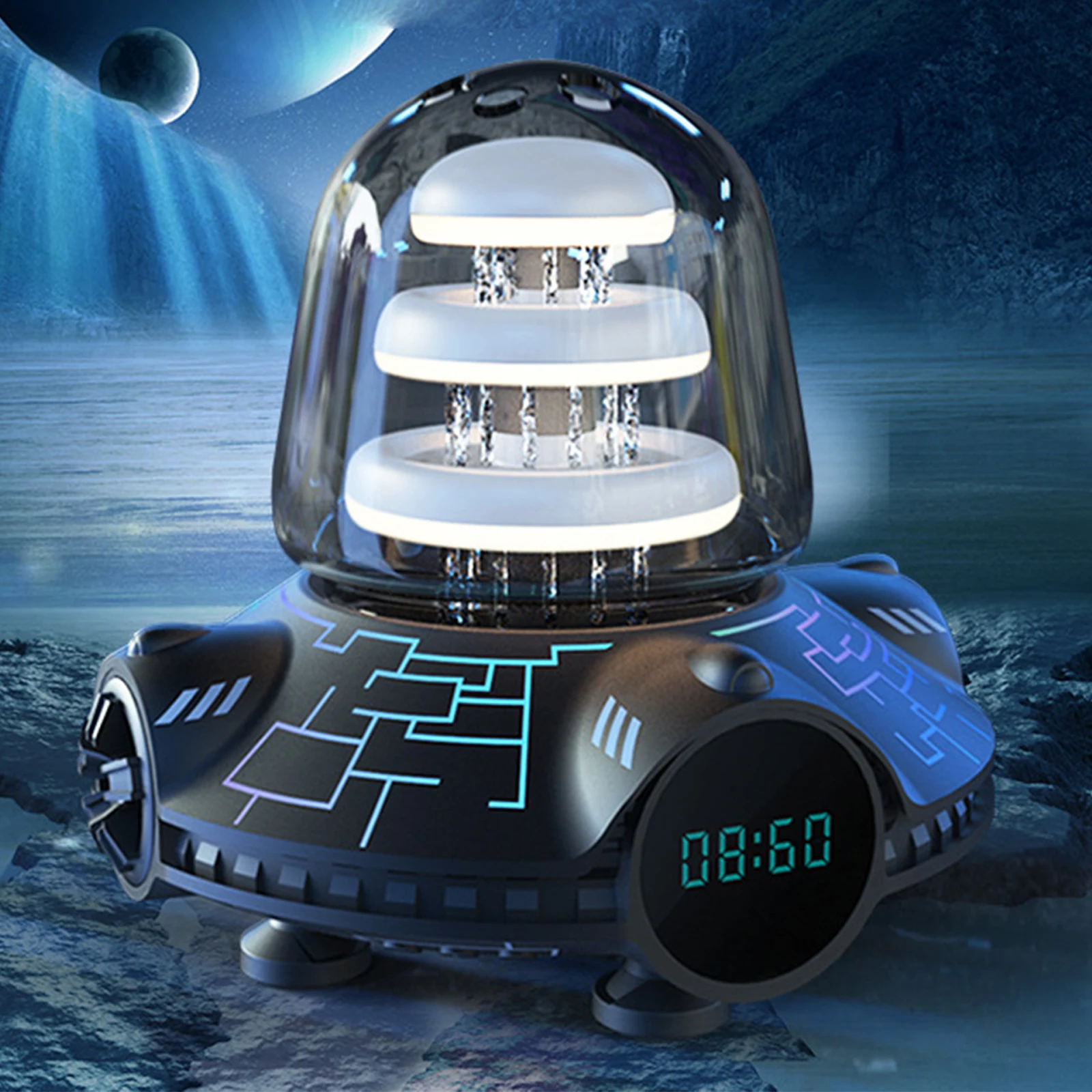 

RGB Colorful E-sports Bluetooth Speaker Glow Cool Atmosphere Desktop Lamp Waterfall HiFi Music Stereo Sound Voice Box