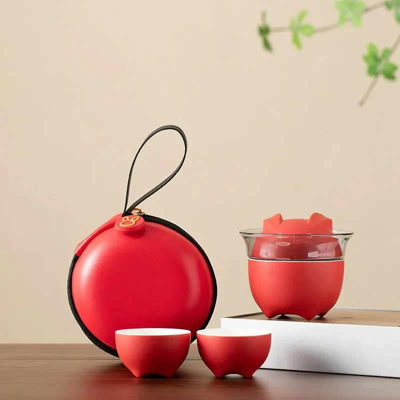 Прекрасный кролик китайский кунг-фу дорожный чайный сервиз керамическая глазурь