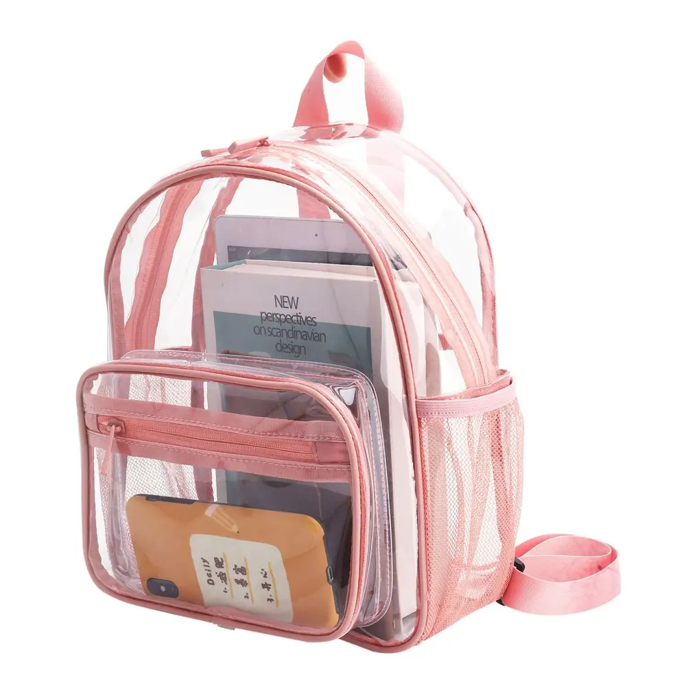 Clear Backpack, Heavy Duty PVC Transparent Backpack, See Through Backpack with Reinforced Strap, Clear Backpack Stadium Approved