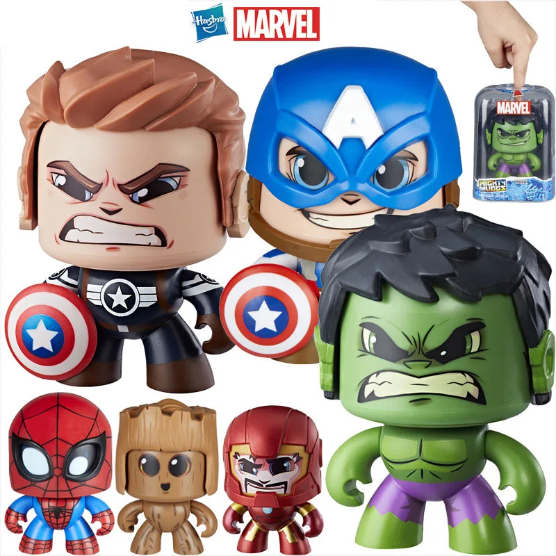 

Hasbro Marvel MIGHTY MUGGS Avengers Toy Cool Head Face-changing Doll Iron Man Hulk Spider-Man Action Figure Model Kids Toy Gift