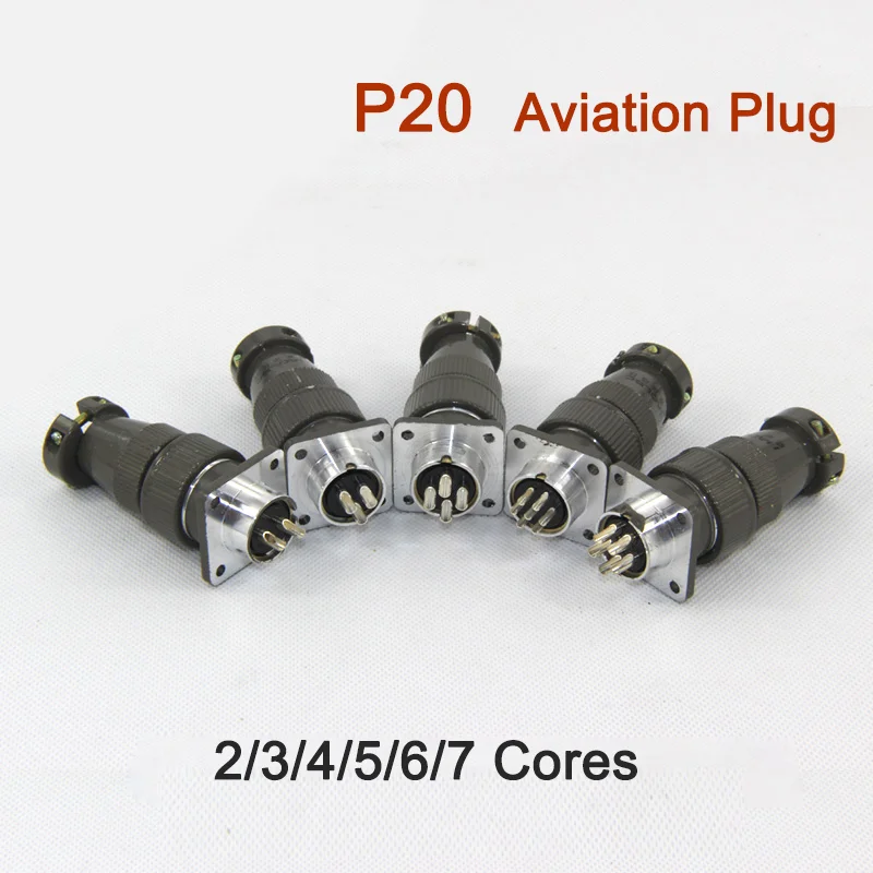 

P20 Aviation Connector With 2/3/4/5/6/7 Cores butt tlye aeronautical plugs sockets Industry straight head circular connection