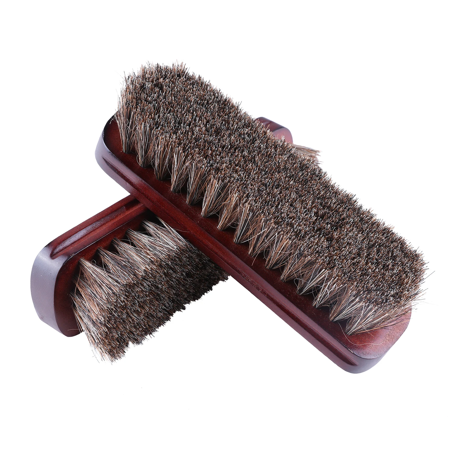 2PCS Horsehair Shoe Brush Scraping Tool With Horsehair Brush For Boots Shoes And Other Leather Waxing Polishing Dusting Care