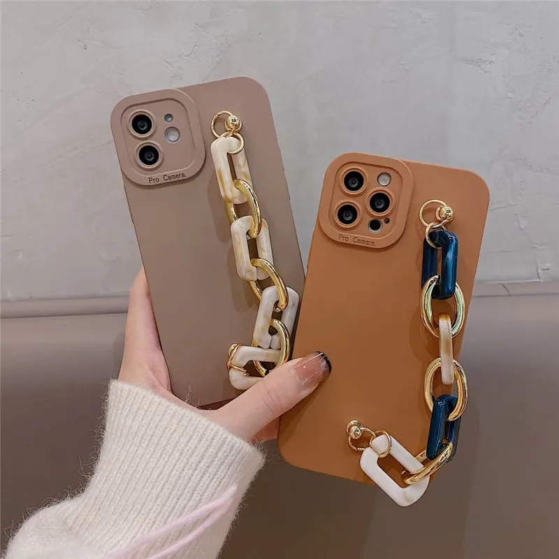 Роскошный Мраморный чехол на запястье однотонный мягкий для iPhone 13 12 11 Pro Max XS XR X 8 7