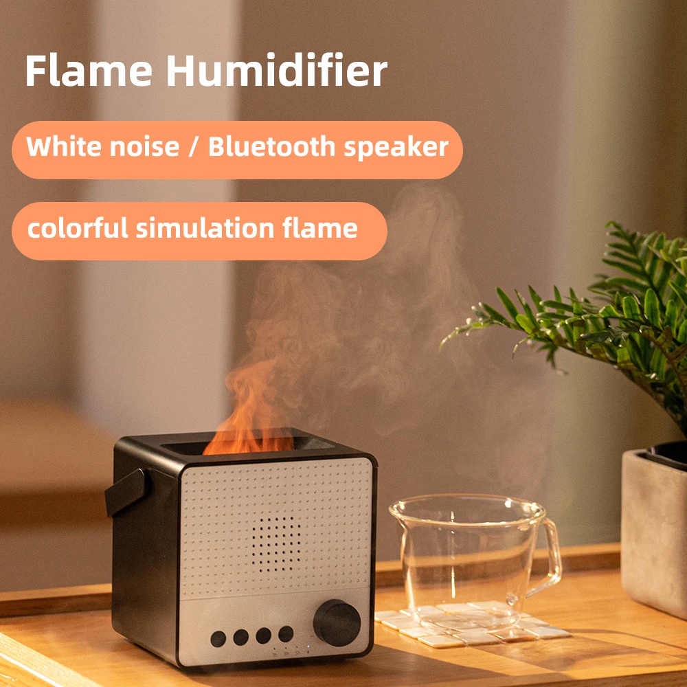 

Flame Air Humidifier Bluetooth Speaker Aroma Diffuser Essential Oil Ultrasonic Cool Mist Maker Fogger 4 Type White Noise Sound