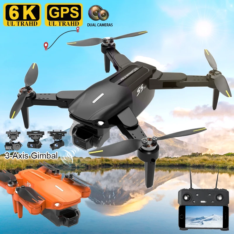 

New S5 Drone Professional 8K Hd Camera Gimbal Drones Brushless Aerial Photography Wifi Fpv Gps Rc Quadcopter Distance 5km Pk f11