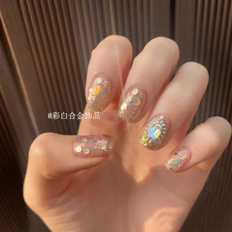 

5pcs Wotobuy Nail Enhancement Alloy Jewelry Diamond Moonlight White Fantasy Crystal Glass Diamond Nail Decoration Accessories