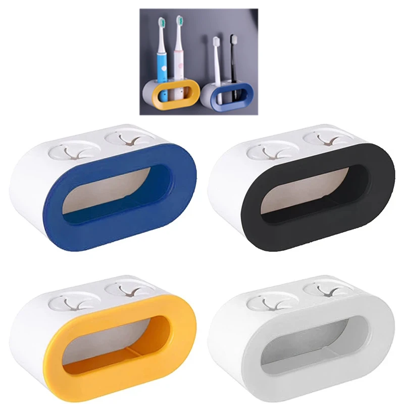 

Double Hole Electric Toothbrush Holder Wall Mounted Punch-free Self Adhesive Dustproof Bathroom Tooth Brush Storage Rack Tools