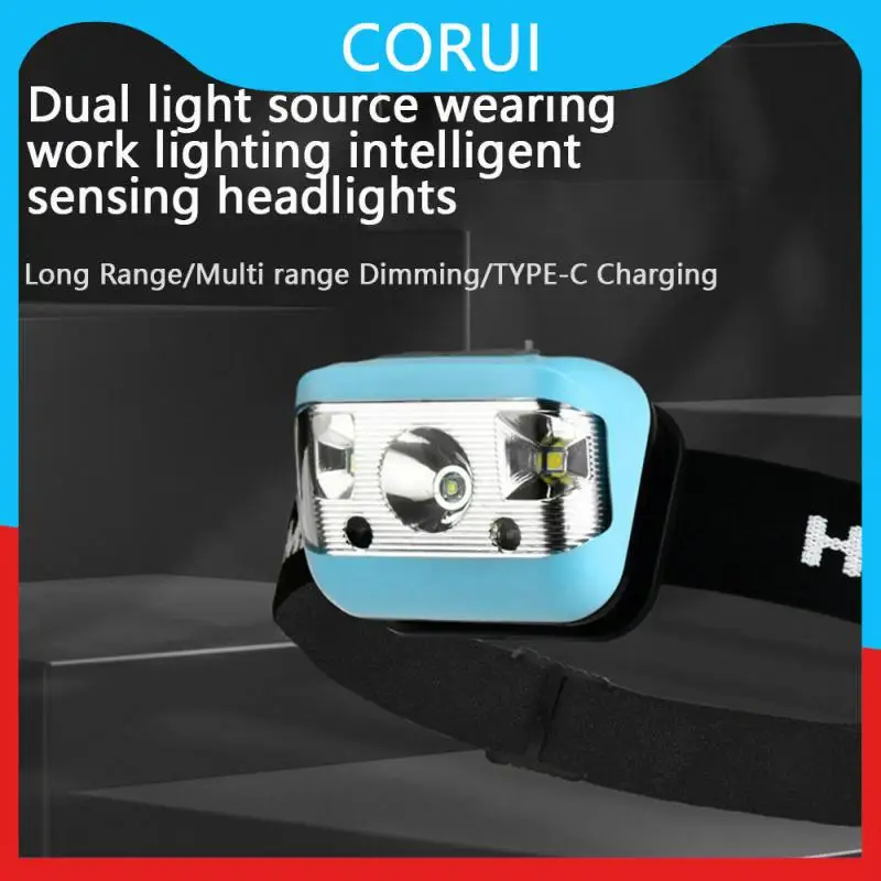 

Head Torch High Light Cob Led Cycling Light Sensing Usb Rechargeable Headlamp Camping Supplies Head Flashlight 5 Lighting Modes