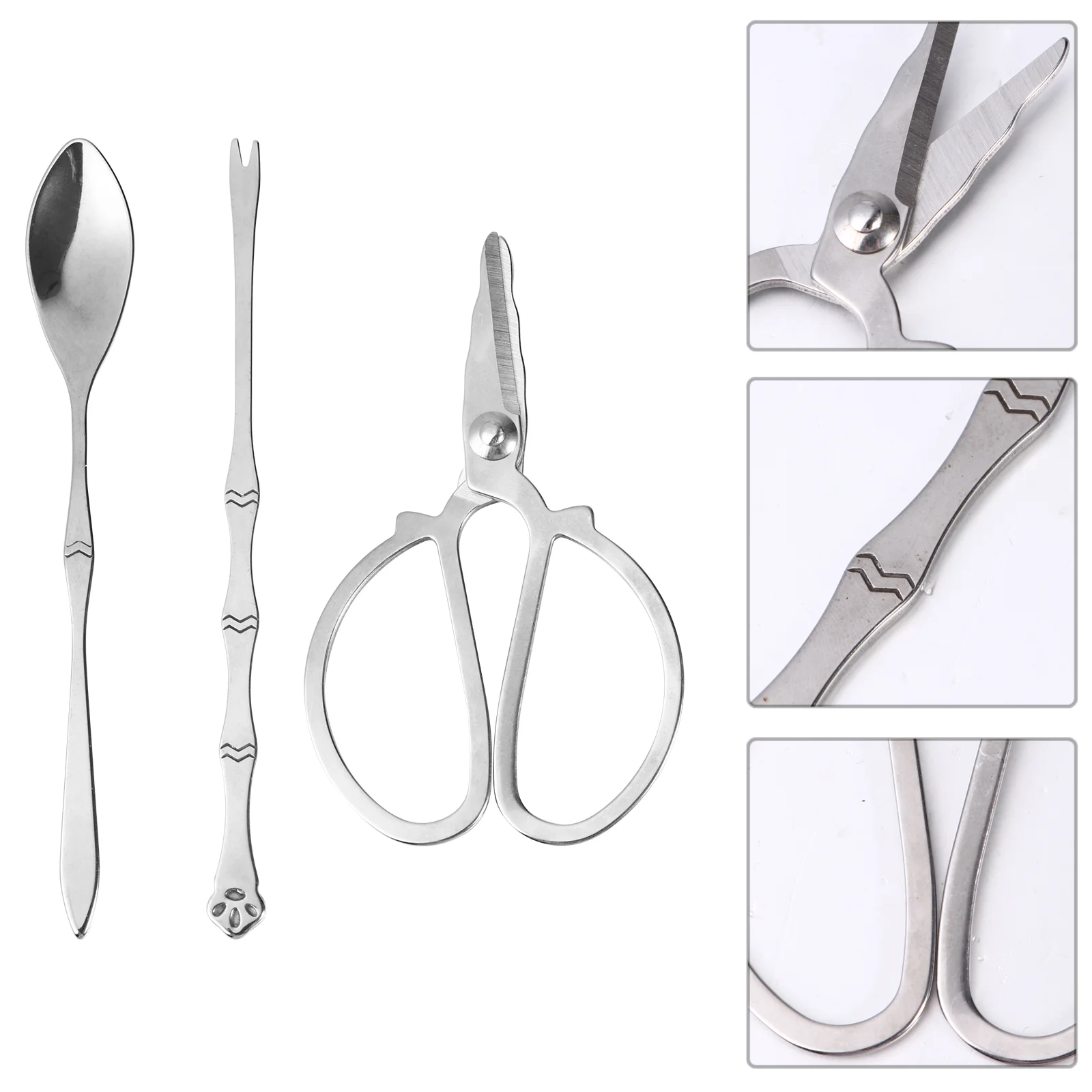 

Crab Leg Lobster Seafood Tool Tools Utensils Fork Forks Legs Eating Pick Prawn Scissorsopener Spoon Picks Steel Stainless