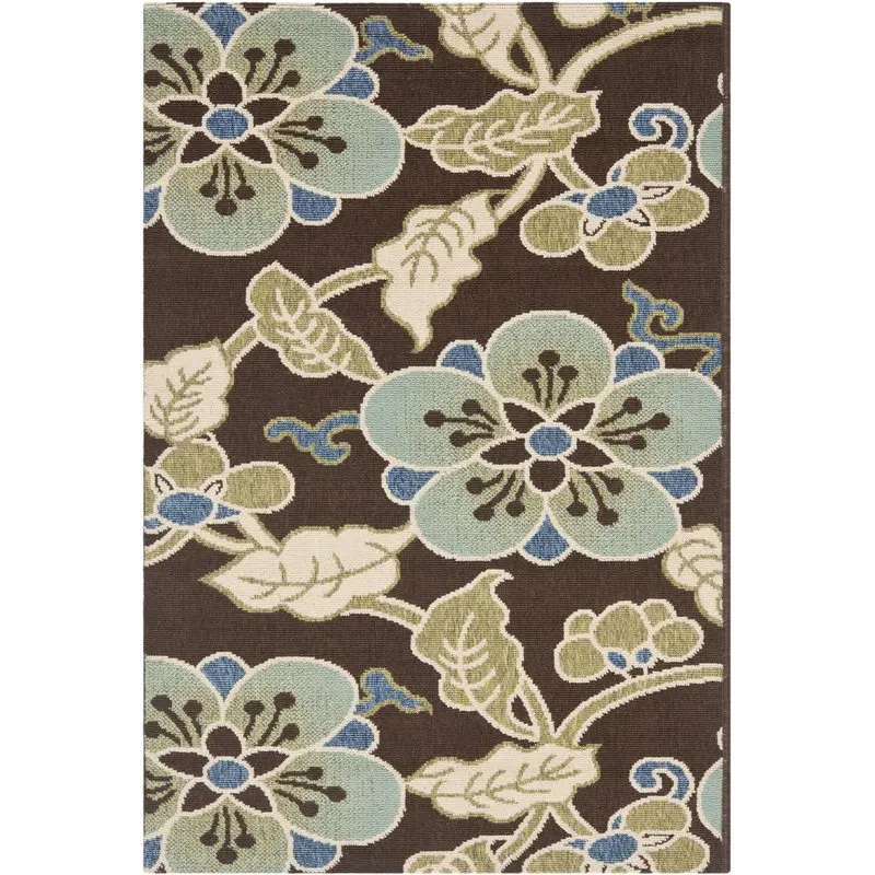 

Veranda Nazca Floral Indoor/Outdoor Area Rug, 4' x 5'7", Chocolate/Aqua