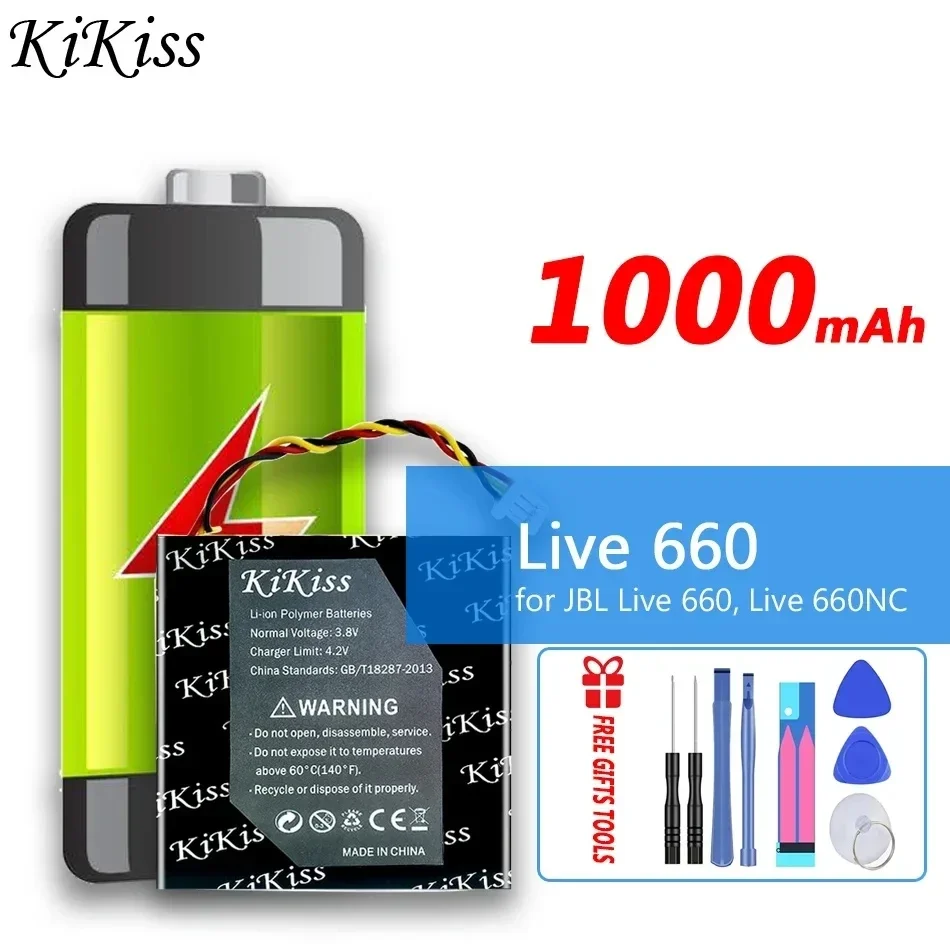 Мощный аккумулятор 1000 мАч KiKiss 683331 для беспроводной гарнитуры JBL Live 660 660NC