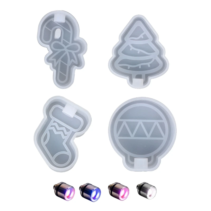 

Xmas Lights Sign Silicone Mold Bulb Crutches Tree Resin Mold 4 Color LED Light