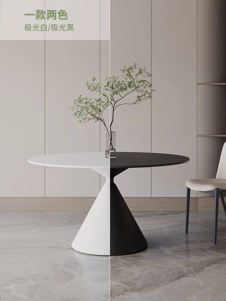 

Private custom Slate round dining table and chair combination round table modern minimalist inline with turntable dining table