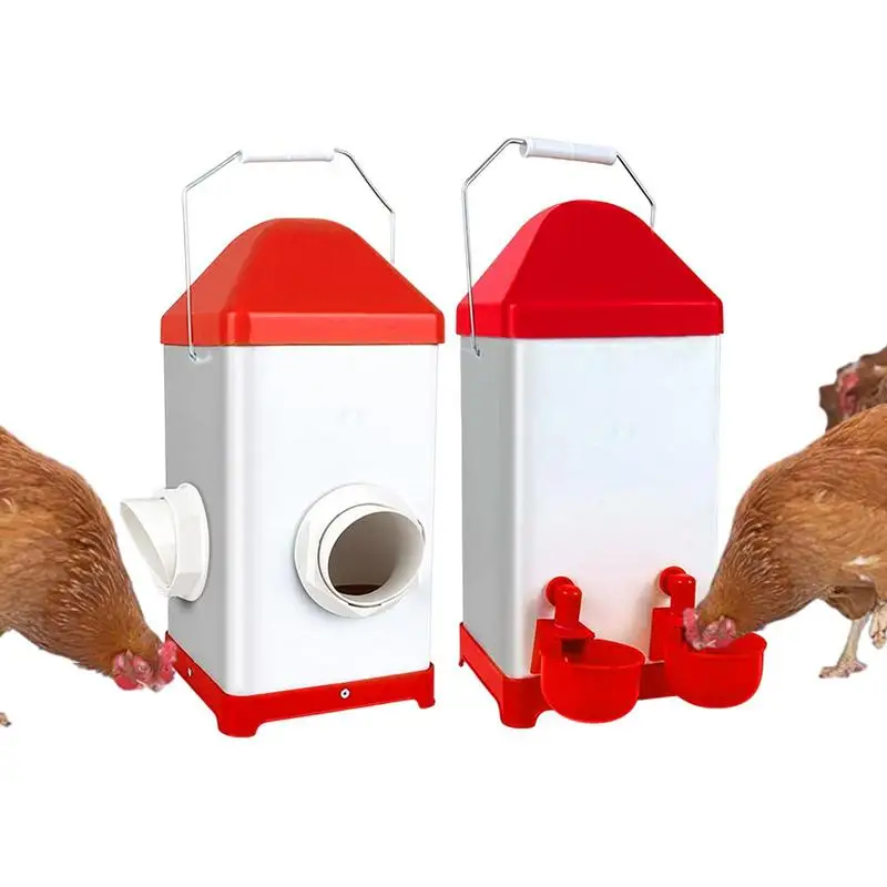 

Automatic Chicken Feeder Poultry Feeding Equipment Set For Ducks Rain Proof Chick Feeder Automatic Chick Waterer Chicken Coop