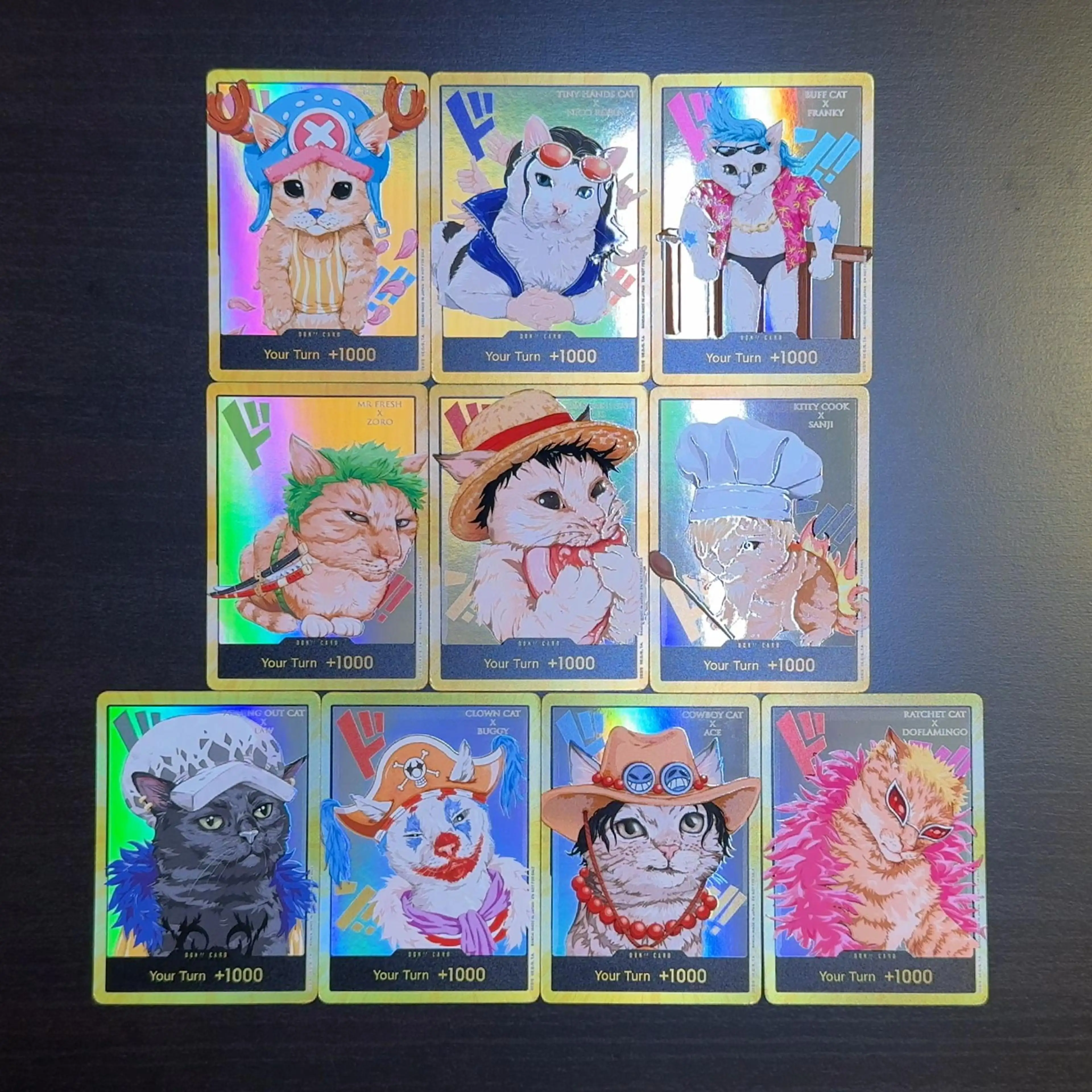 Фото One Piece TCG OPCG English DON card Cat Luffy Zoro Sanji Chopper Robin Franky Ace Buggy Doflamingo Law Домашняя карта Proxy Don Card №1