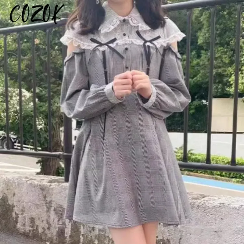 COZOK Клетчатое платье из полиэстера для женщин