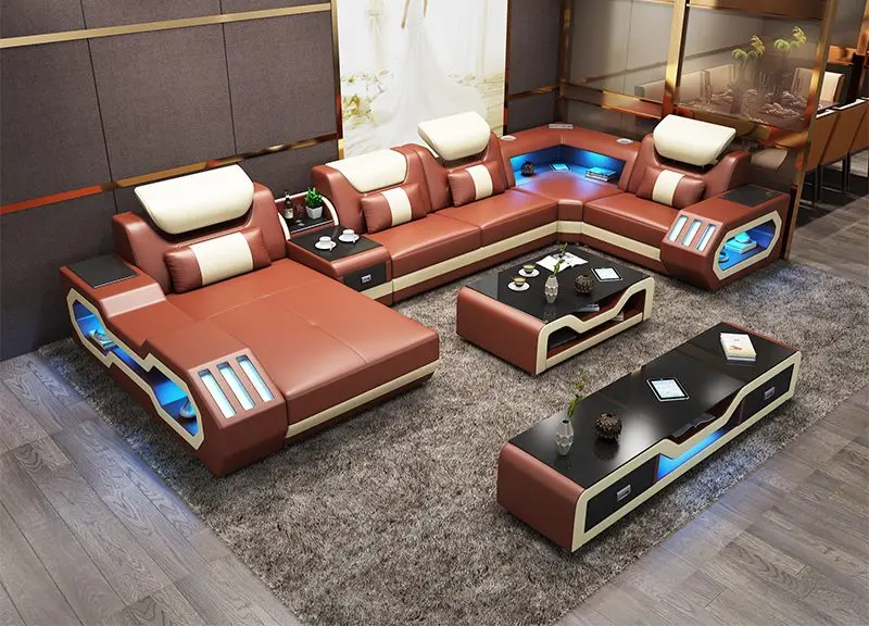 

2022 sofas modernos para sala Hot sales living room home furniture genuine leather sofa setliving room furniture