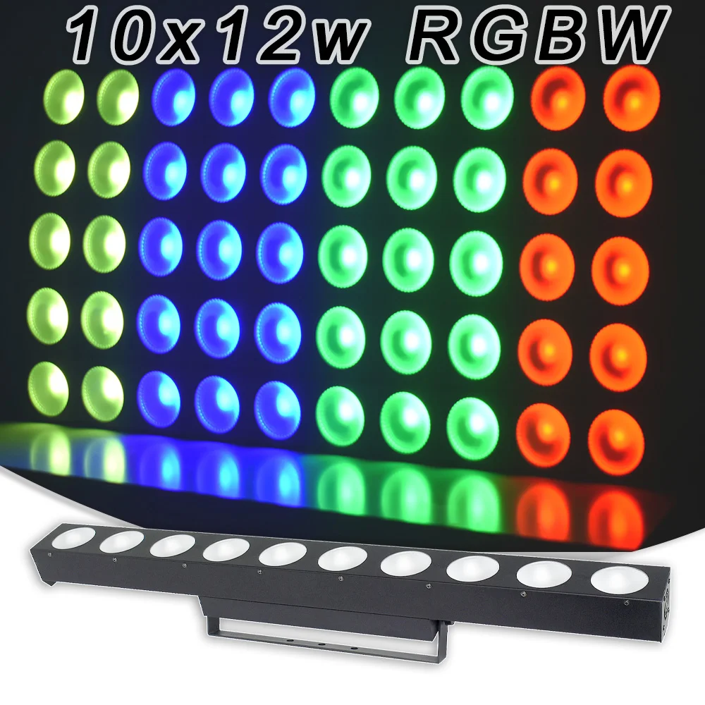 Фото Светодиодный 10x12W RGBW 4 в 1 матричная панель с эффектом поворота, лошадиный гоночный бар, DJ-диско, фотосессия, Рождество DMX512, сценическое освещение, лампа №1