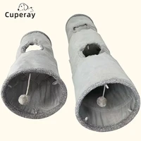 pet dog cat tunnel fun toy tubes suede outdoor folding cat toy for large cats dogs bunnies with ball interactive pet supplies