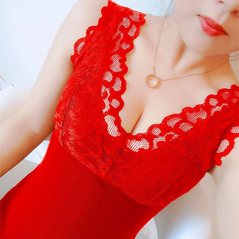 

Lace Underwear Women Tank Crop Top Beauty Back Female Sexy Lingerie Gathered Seamless Padded Vest Warm Breathable Cami E329