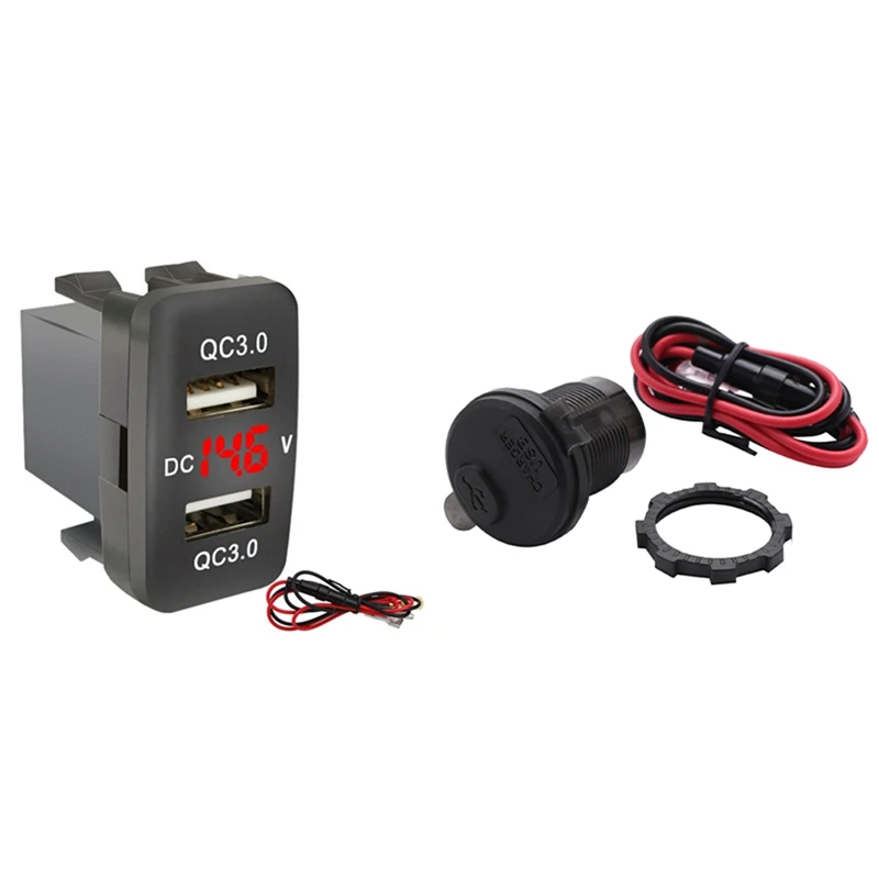 

Быстрая зарядка для автомобилей, мотоциклов, лодок PD Type C + QC 3,0 с двумя USB для Toyota, 2 комплекта