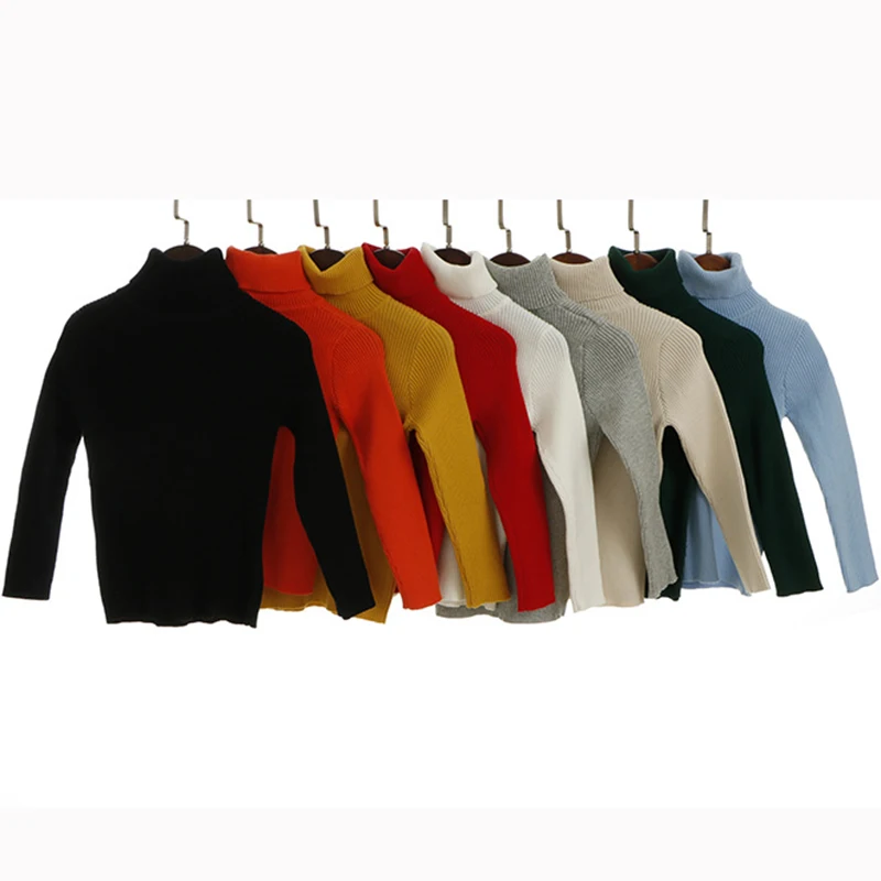 Осенний вязаный свитер с высоким воротом для мальчиков и девочек 1-7 лет