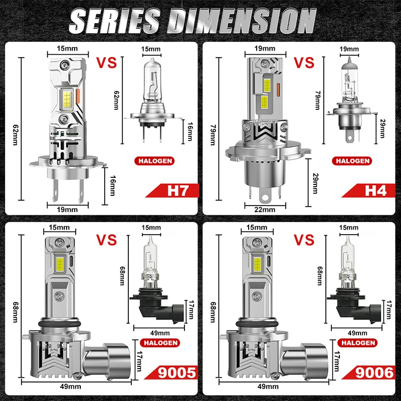 Универсальный Комплект Автомобильных Ламп Для Фар H7 H4 H11 9005 9006 Mini Wireless 300w 6000k Csp