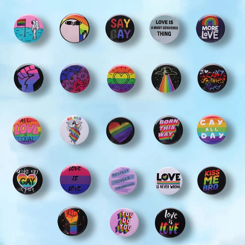 Радужная белая брошь ЛГБТ мягкая на кнопке значок с лацканами Love is Pride одежда для