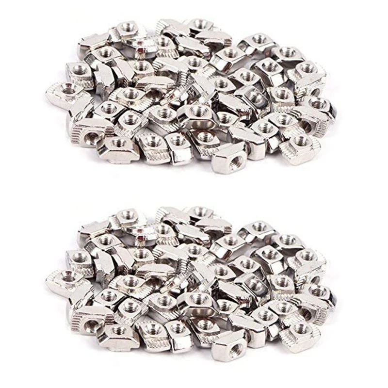 

100 шт., Т-образные гайки для головки молотка M5 серии 2020, алюминиевый профиль, экструзионный слот европейского стандарта (M5X10X6 мм)