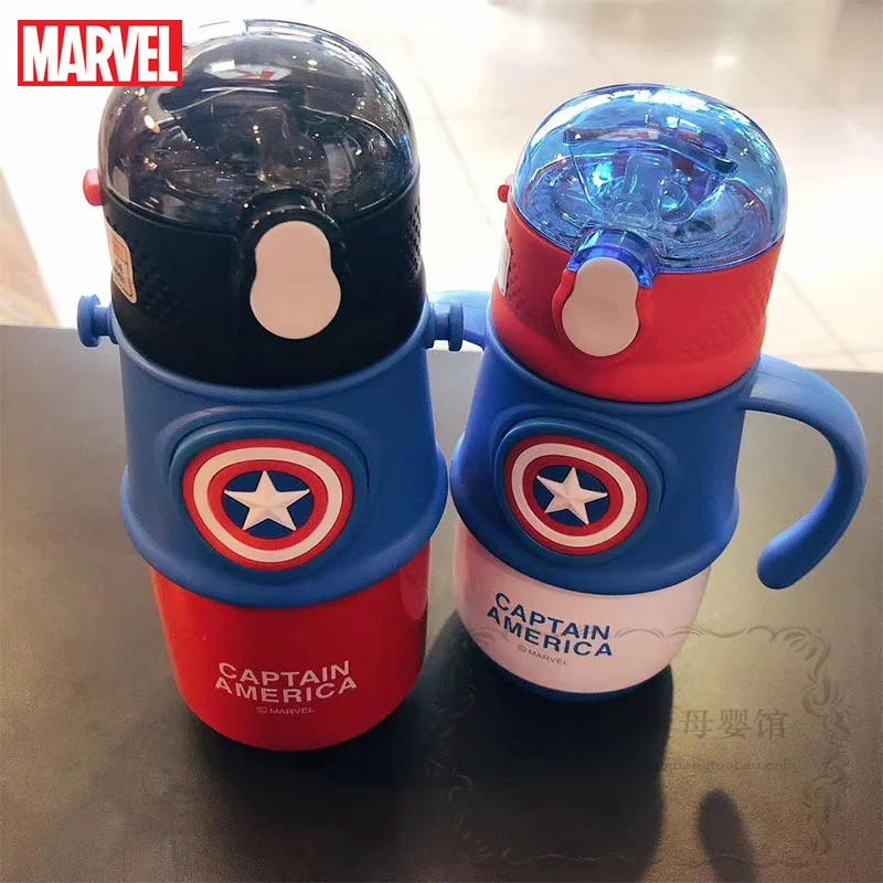 

Disney Marvel Series Captain America Boy Thermos 350ML smash proof portable Winter Boy Baby Sippy Kettle cute water bottle