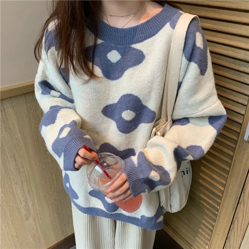 

2022 Female Floral Clothing Fashion Women Sweaters Winter Women Flower Sweaters Over Size Women Pullover Sweaters