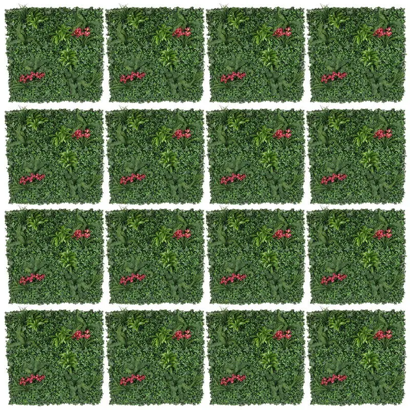 

9.84"x9.84" 16 Pcs Artificial Silk Plant Wall Panel Garden Outdoor Decor Hedges Panels Greenery Privacy Fence Screen
