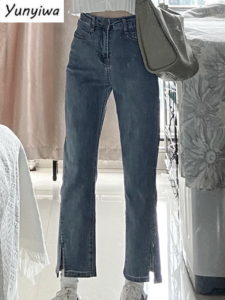 

Ripped Jeans Woman High Waisted Straight Spring Summer 20 New Casual Pockets Denim Ankle Length Pants