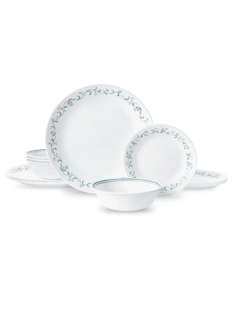 Corelle&reg;- Country Cottage, White and Green Round 12-Piece D