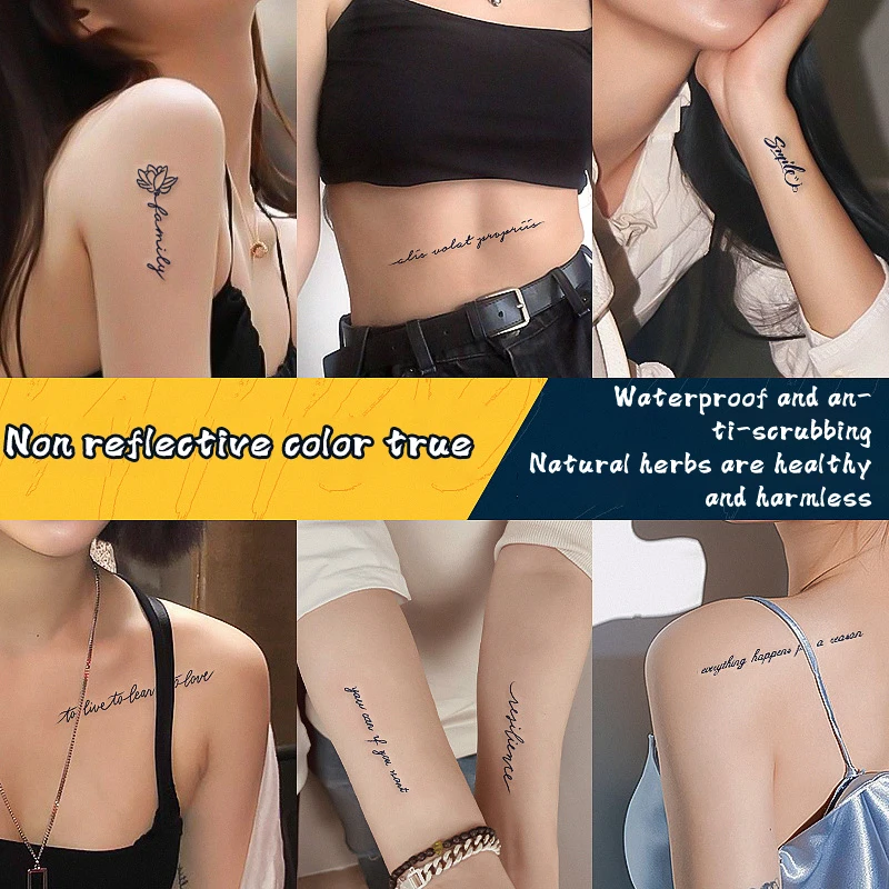 

Tattoo 15 Days Waterproof Temporary Tattoo English Inspirational Phrases Semi-permanent Fake Tattoo Stickers Armband