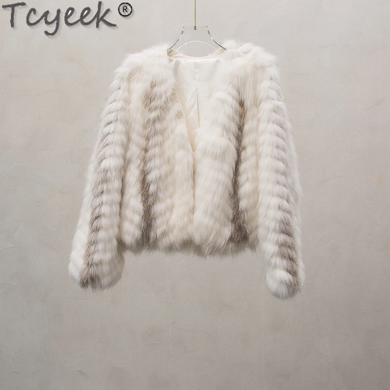 

Tcyeek Coats and Jackets Women Winter Fashion Fox Fur Coat Raccoon Dog Fur All-in-one Women's Fur Coat Jaqueta Feminina Zm399