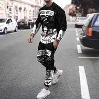 2022 new mens casual t shirt sweatpants 3d printed quick dry running clothes sport jogging street wear oversized size