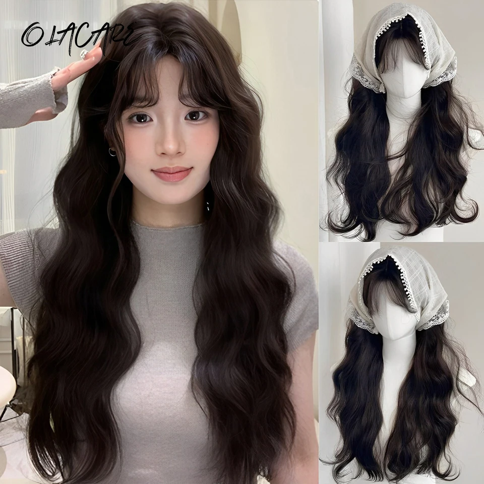 OLACARE Популярные коричневые черные длинные волнистые волосы парики Лолиты с