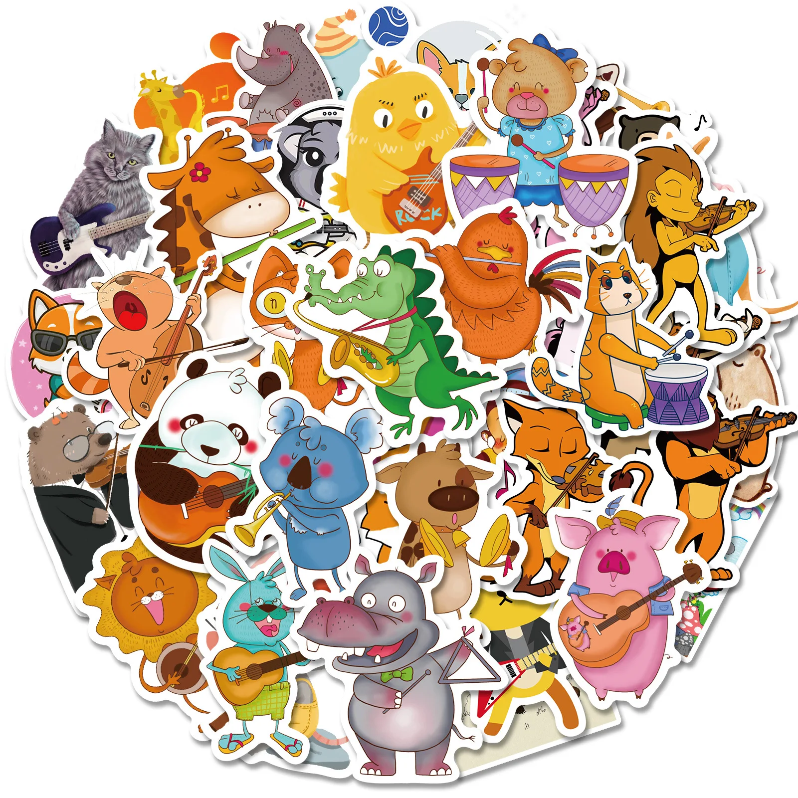 

10/30/50PCS Funny Musical Instruments Animal Stickers Graffiti Decals DIY Laptop Luggage Phoen Cartoon Sticker for Kids Toy Gift