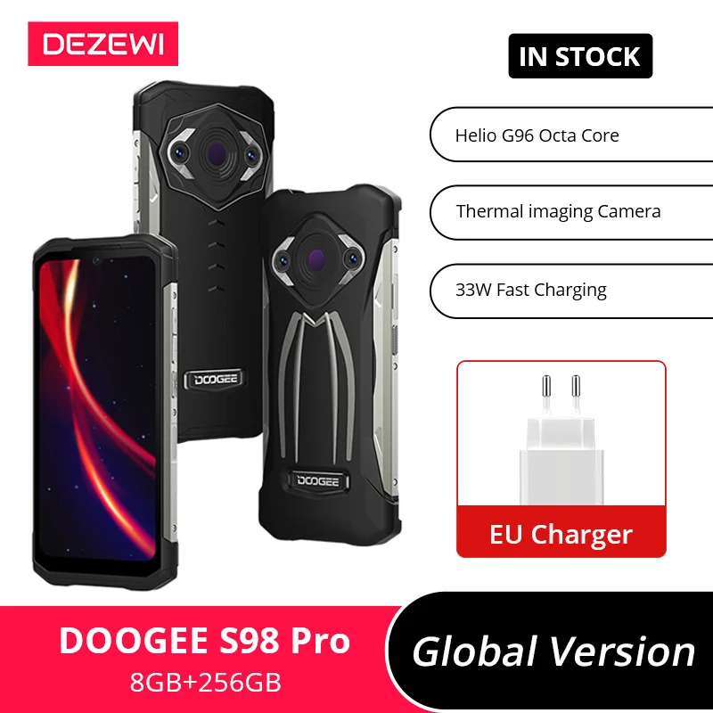 

Global Version DOOGEE S98 Pro Smartphone Thermal imaging Camera Helio G96 Octa Core 8GB 256GB 33W Fast Charging 6000mAh Battery