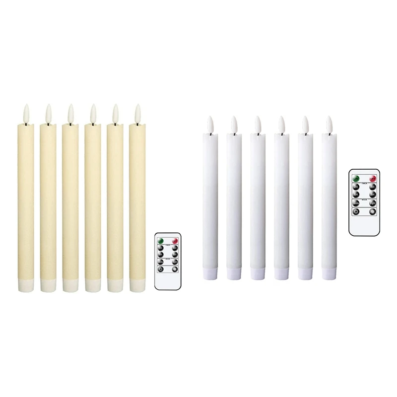 

Flameless Taper Candles With 10-Key Remote Timer, Battery Operated LED Candlesticks Window Candles A