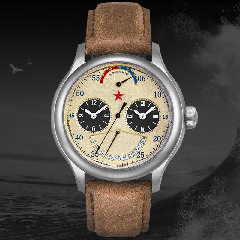 

45mm GMT Dual Time Zone Men Automatic Mechanical Watches Seagull ST2545 Movement Calendar Mens Army Military Watch Luminous Hand