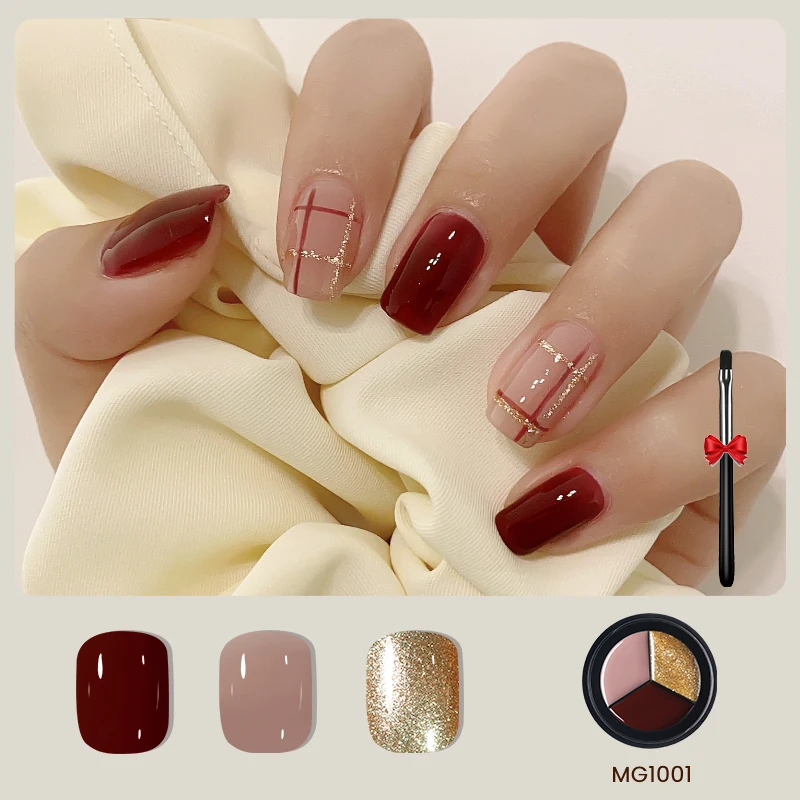 3 цвета в 1 коробке Гель-лак для ногтей твердый цветной УФ-гель с кисточкой