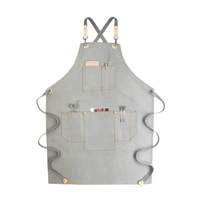 

Фартук шеф-повара из хлопчатобумажной ткани для женщин, регулируемый передний фартук с карманами