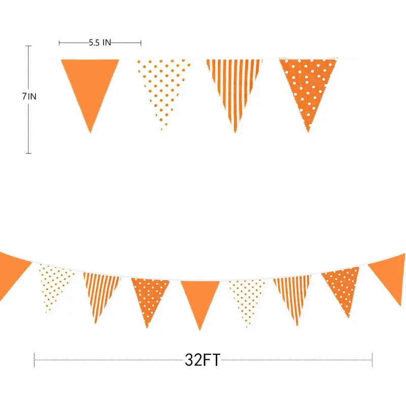 32 фута оранжево-белая полоса в горошек висячий треугольный флаг фотоэлемент для
