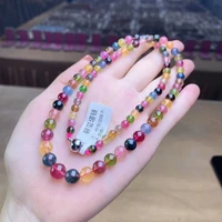 natural colorful tourmaline clear abacus round beads necklace 4 8 8 5mm red tourmaline woman rainbow tourmaline aaaaaaa