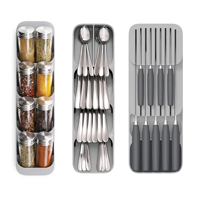 

Кухонные гаджеты, контейнер для хранения посуды, экономия места, кухонный органайзер для специй, кухонные ножи коробка для хранения столово...