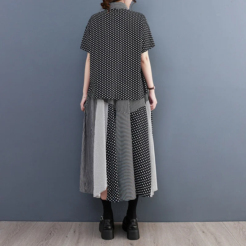 # 2705 Комплект из двух предметов юбки в полоску горошек комплект для женщин