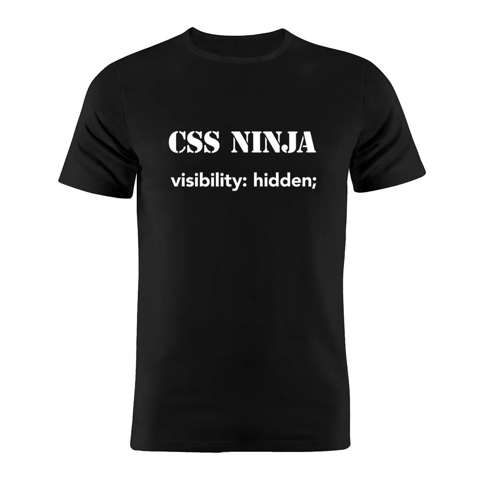 

100% Cotton Unisex T Shirt CSS Ninja Visibility Hidden Developer Programmer Coder Joke Minimalist Artwork Gift Tee