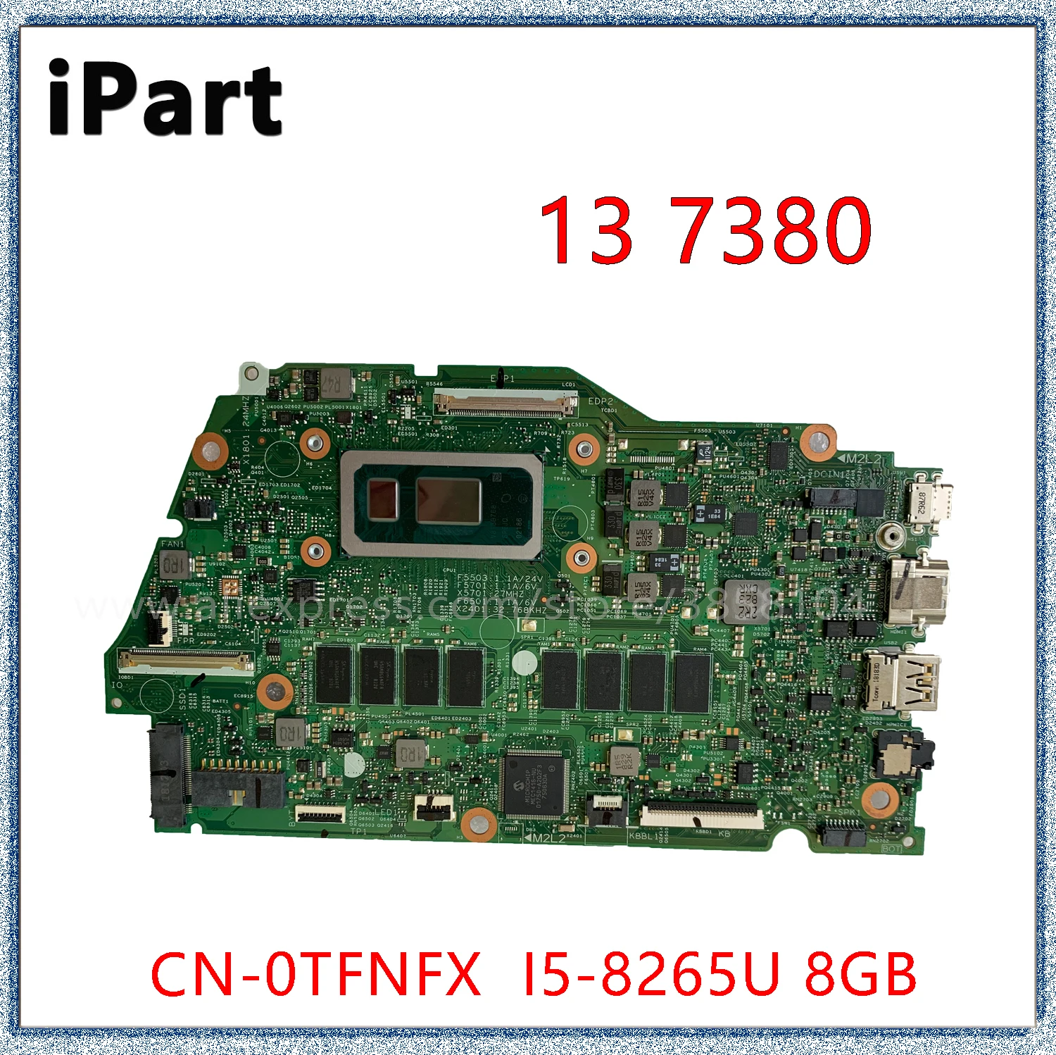 

SHELI For Dell Inspiron 13 7380 Laptop Motherboard With I5-8265U 8GB CPU 17945-1 CN-0TFNFX TFNFX Mainboard